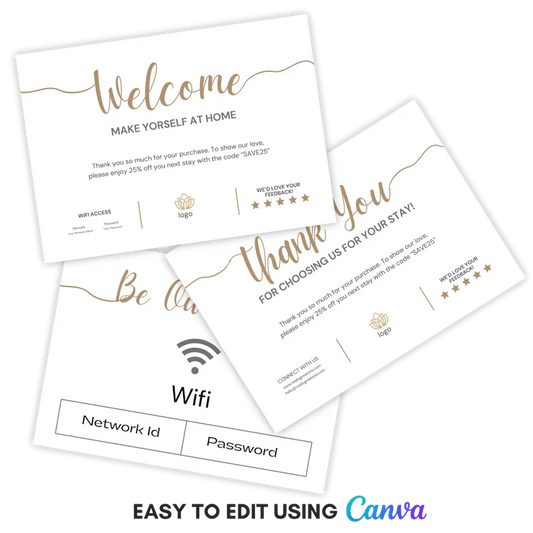 Airbnb Welcome Card Templates (Printable Canva Set)