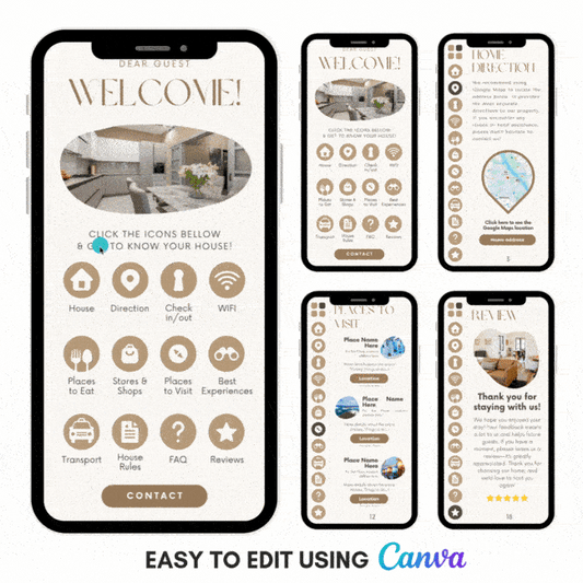 Digital Welcome Book for Airbnb (Interactive PDF Template)