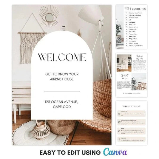 Editable Airbnb Welcome Book Template (Canva)